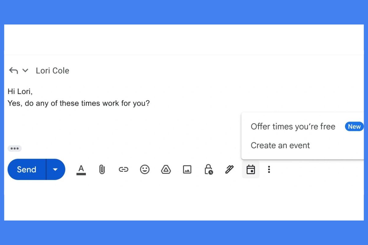 Gmail now offers the capability to share your availability directly from Google Calendar